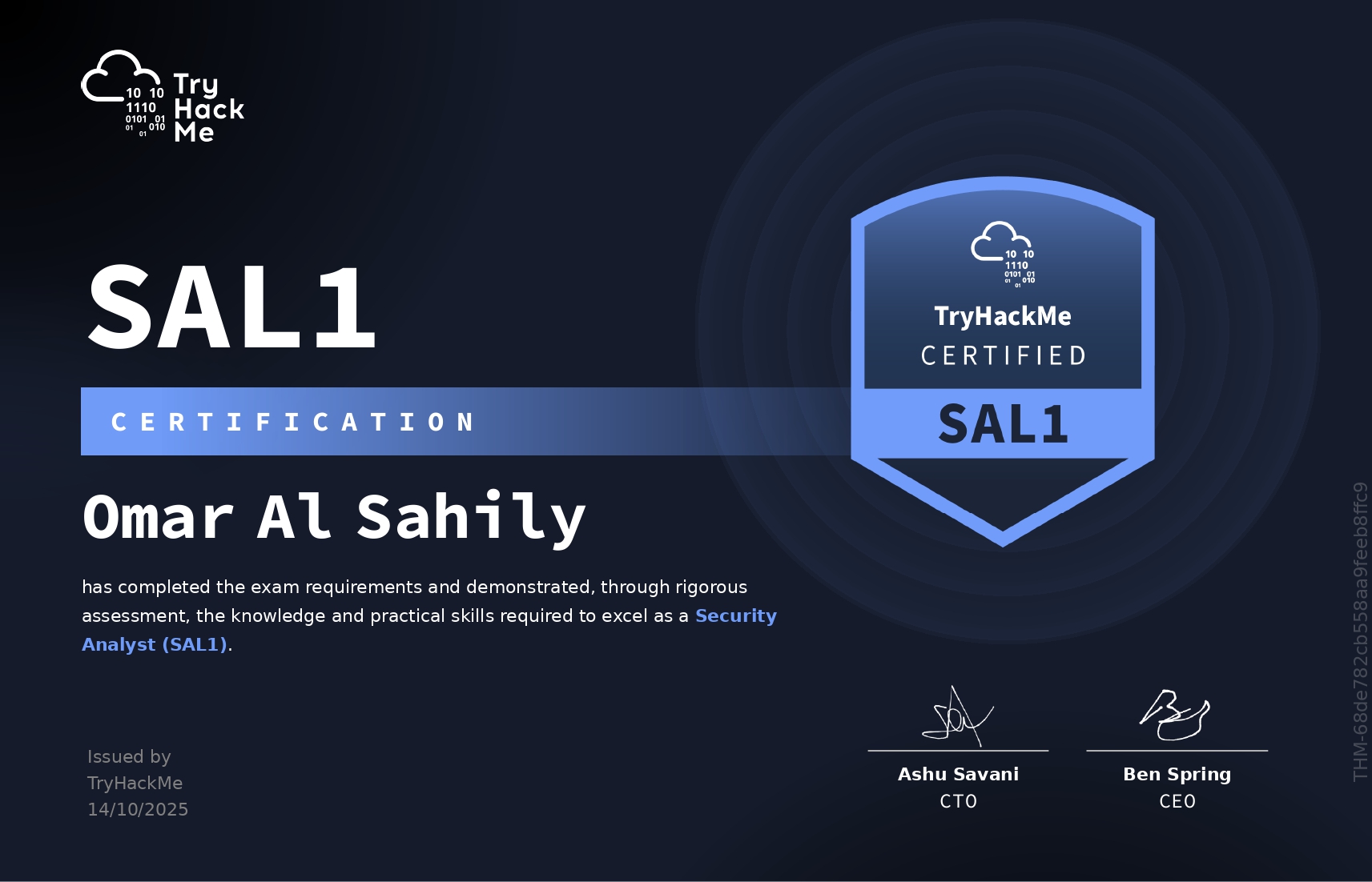 SAL1 Certificate